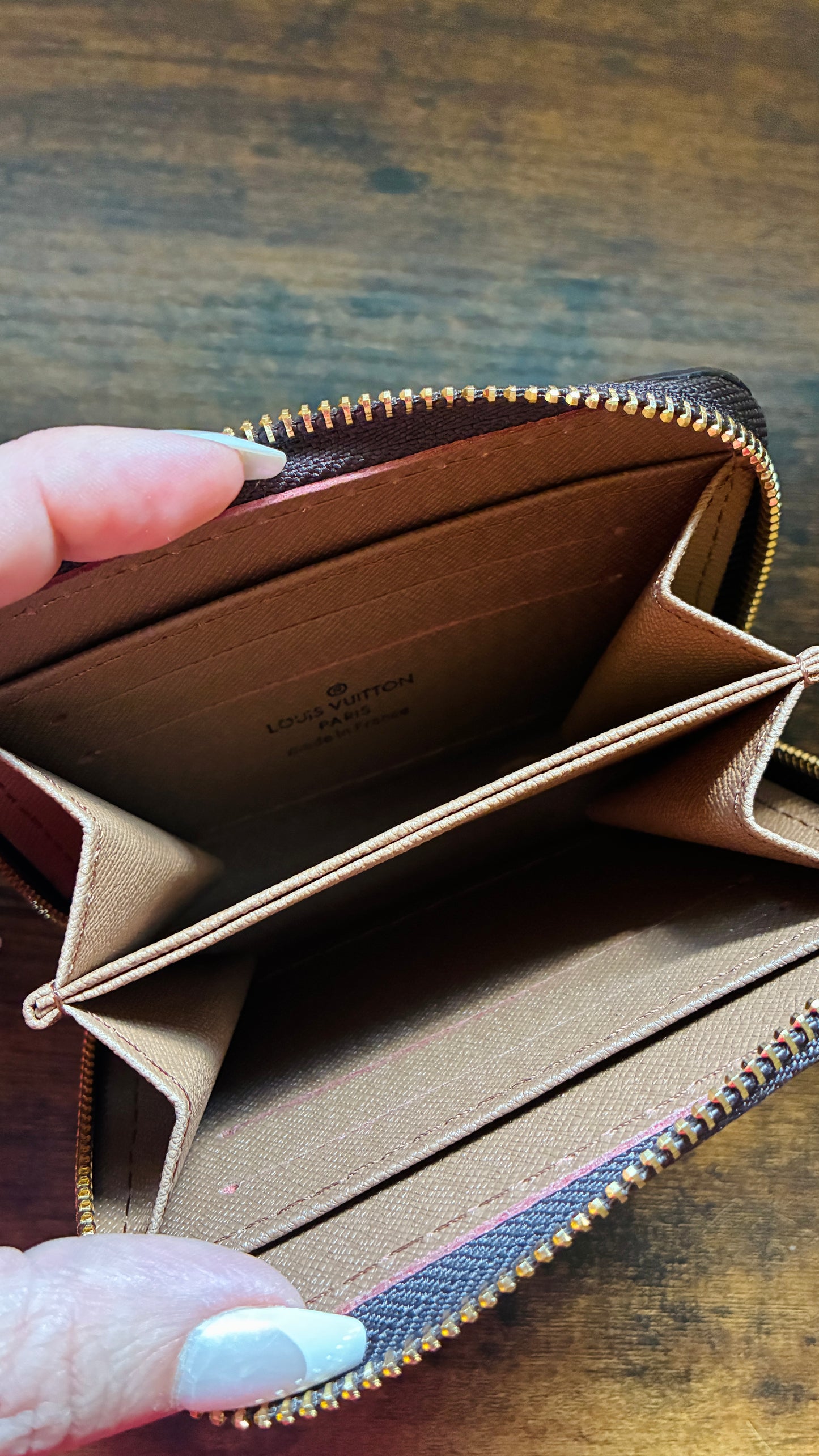 Small Top Zip Brown Monogram Wallet