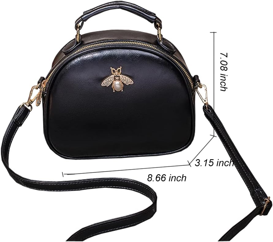 Beatfull Bee Crossbody Purse for Women Leather Round Shoulder Bag Small StylishvTop Handle Handbag