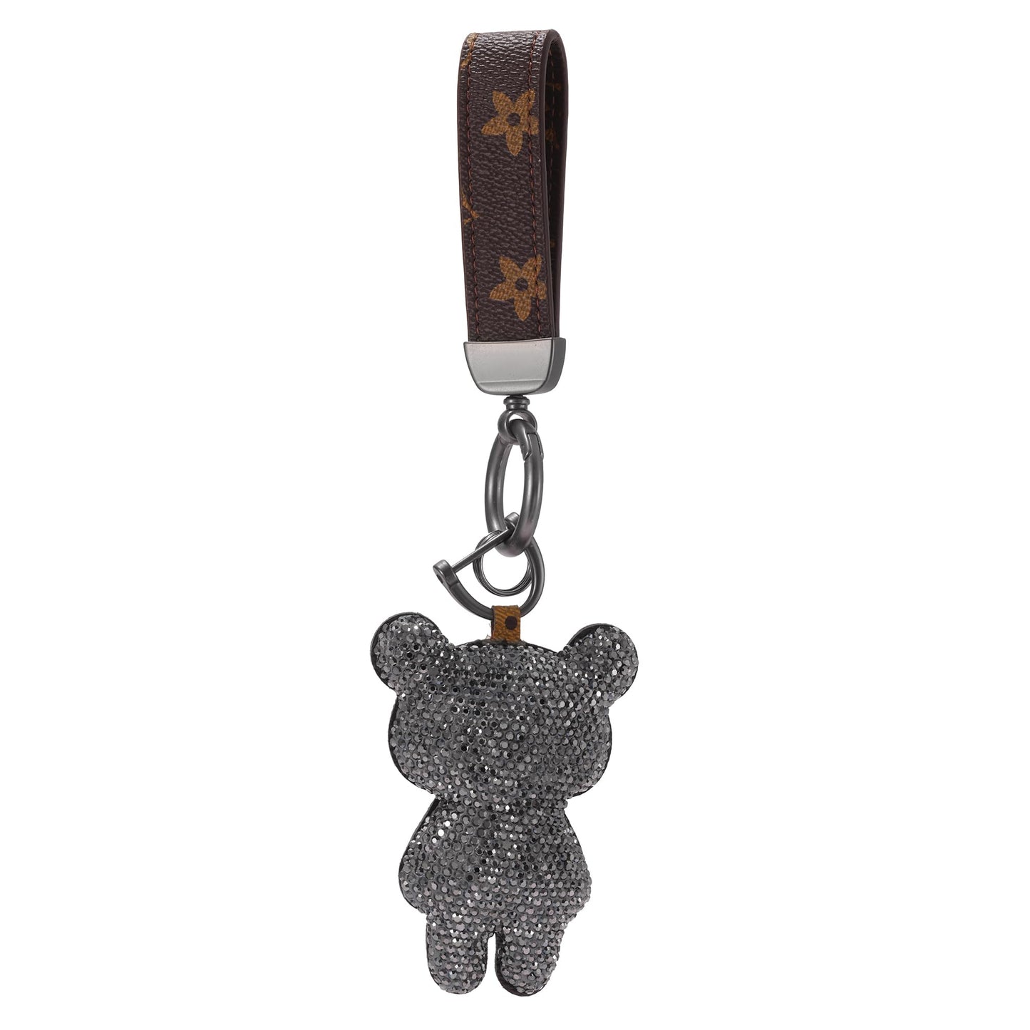 Jekvil Handmade Leather Keychain with Rhinestones