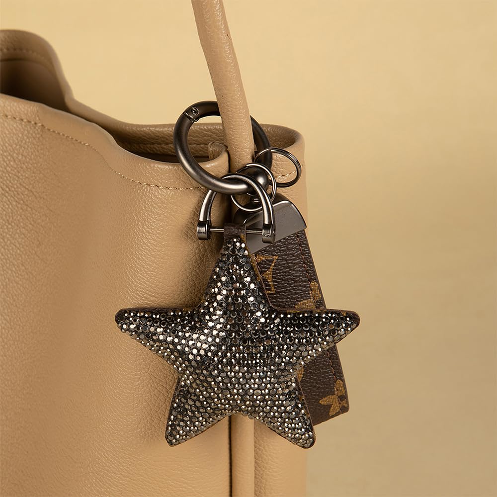 Jekvil Handmade Leather Keychain with Rhinestones