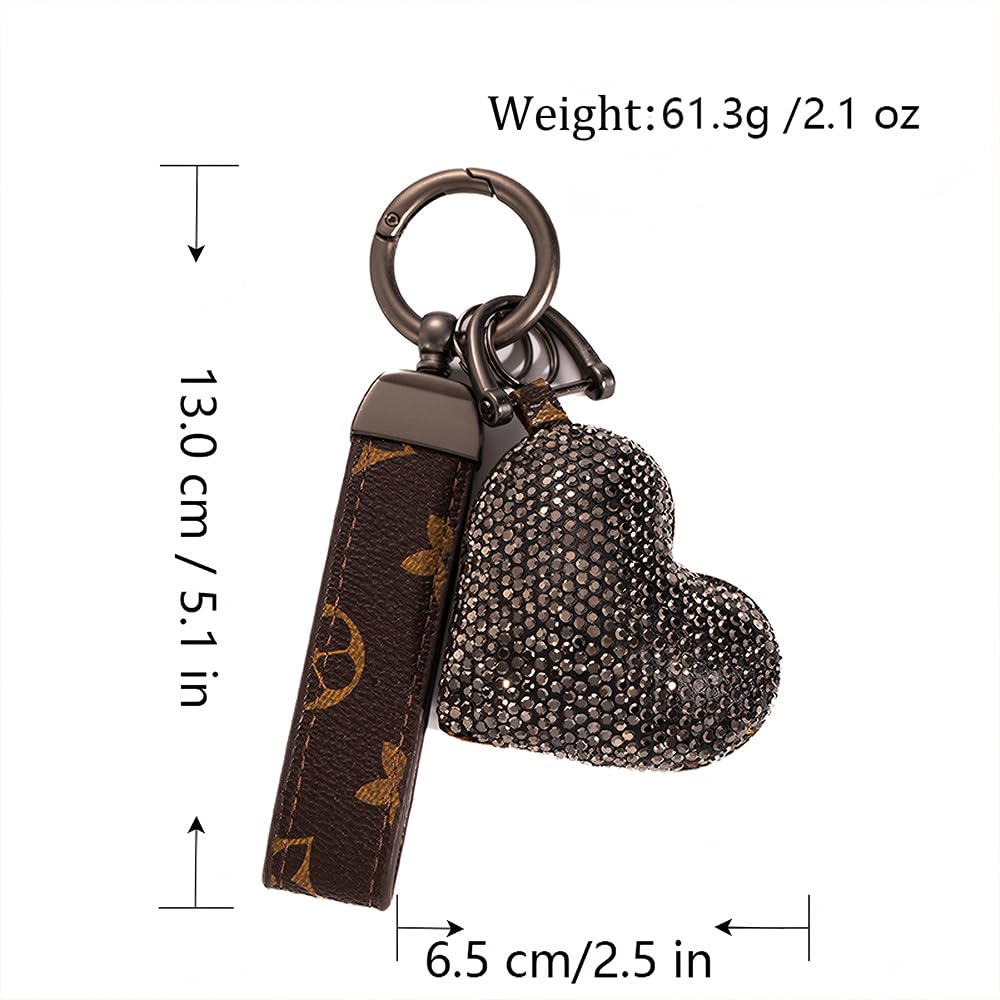 Jekvil Handmade Leather Keychain with Rhinestones