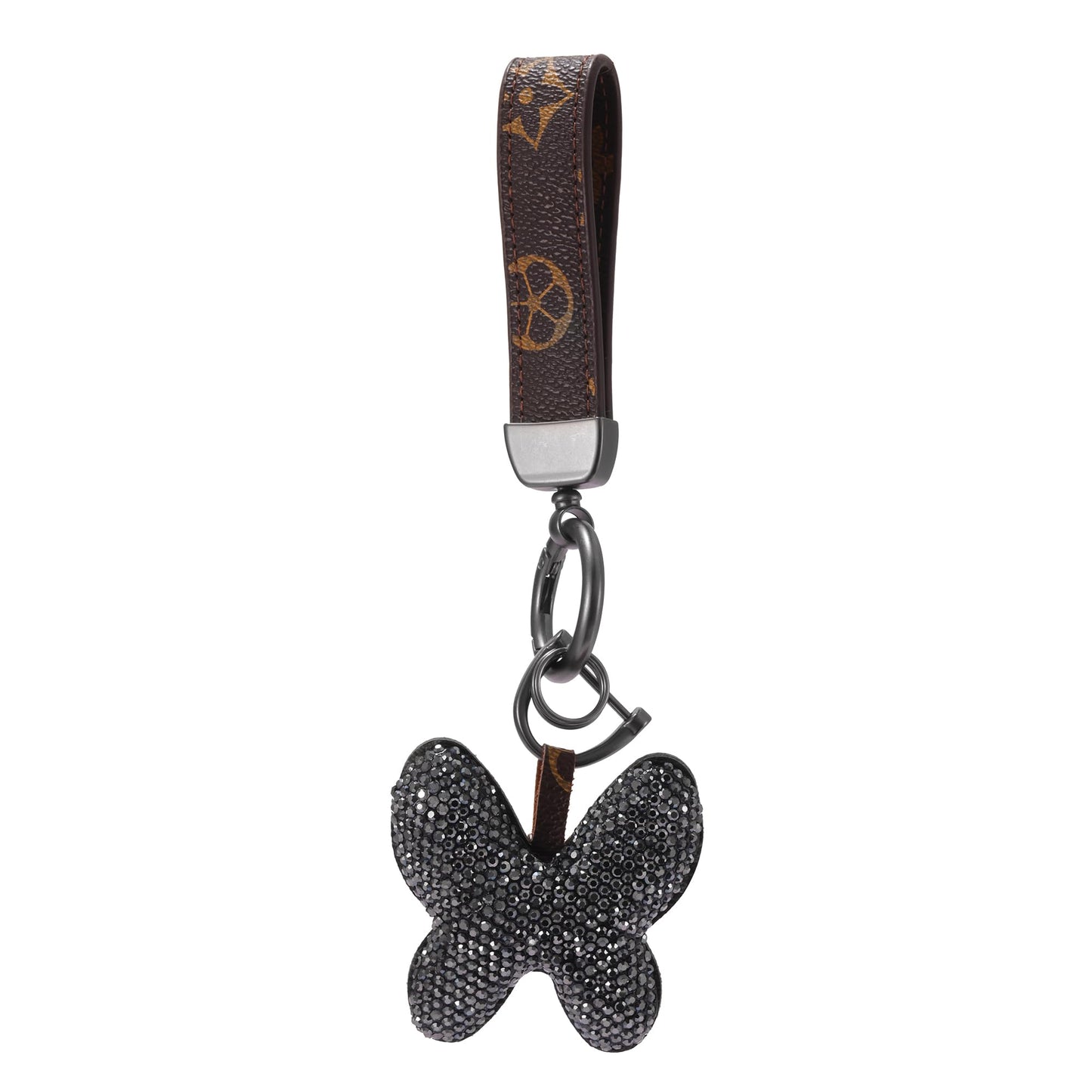 Jekvil Handmade Leather Keychain with Rhinestones
