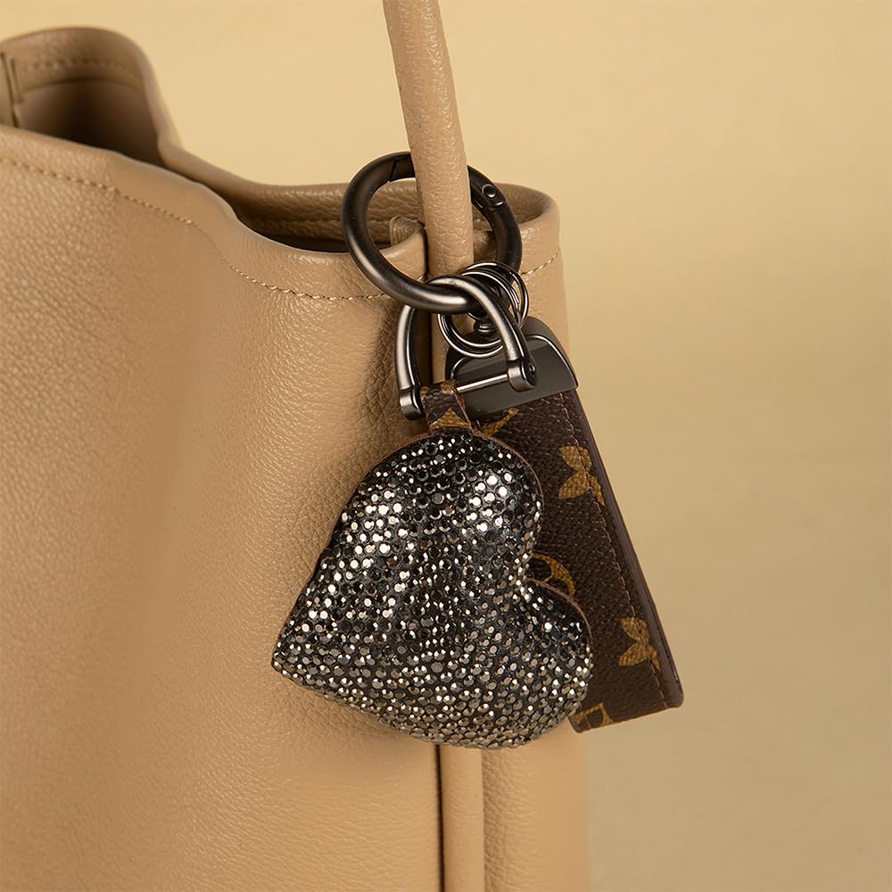 Jekvil Handmade Leather Keychain with Rhinestones
