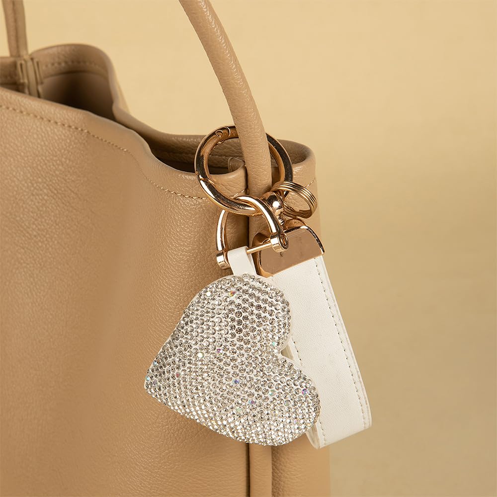 Jekvil Handmade Leather Keychain with Rhinestones