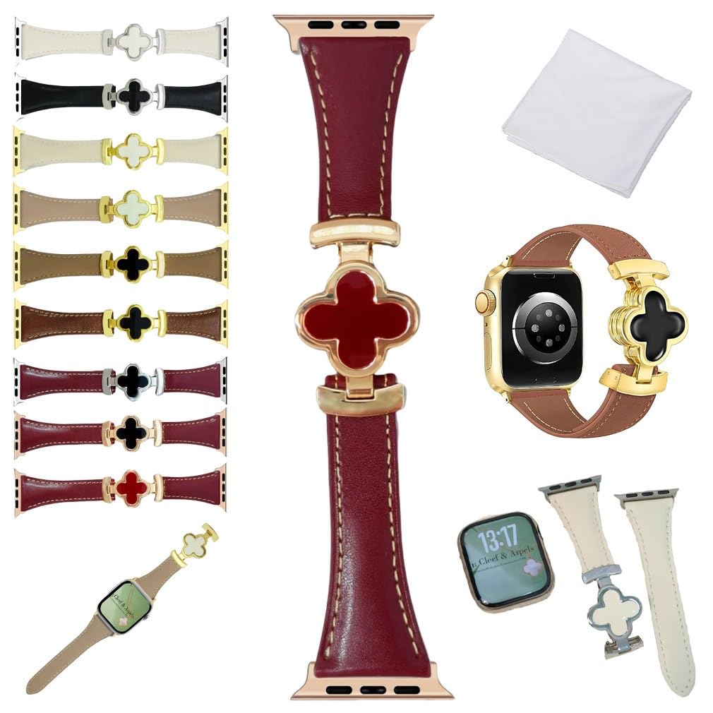 Lucky Flower Leather Strap For Apple Watch