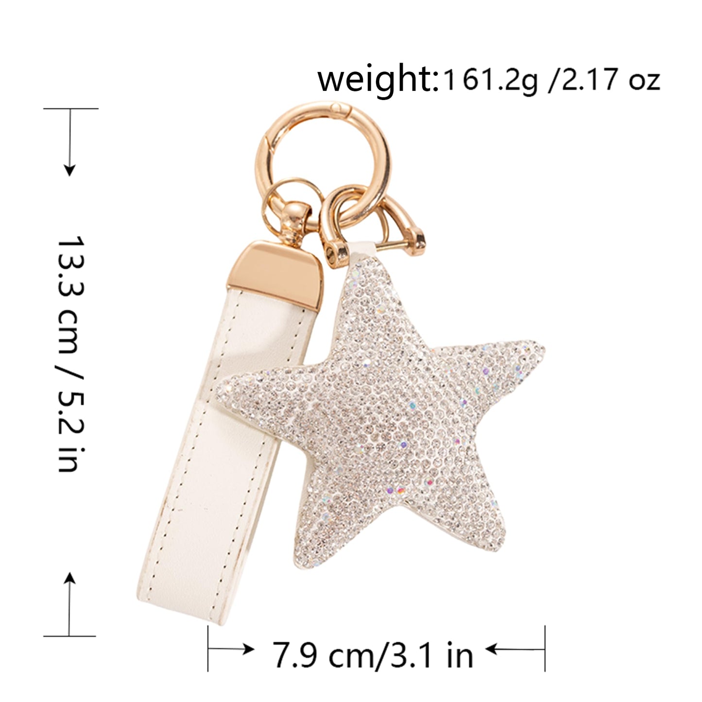 Jekvil Handmade Leather Keychain with Rhinestones