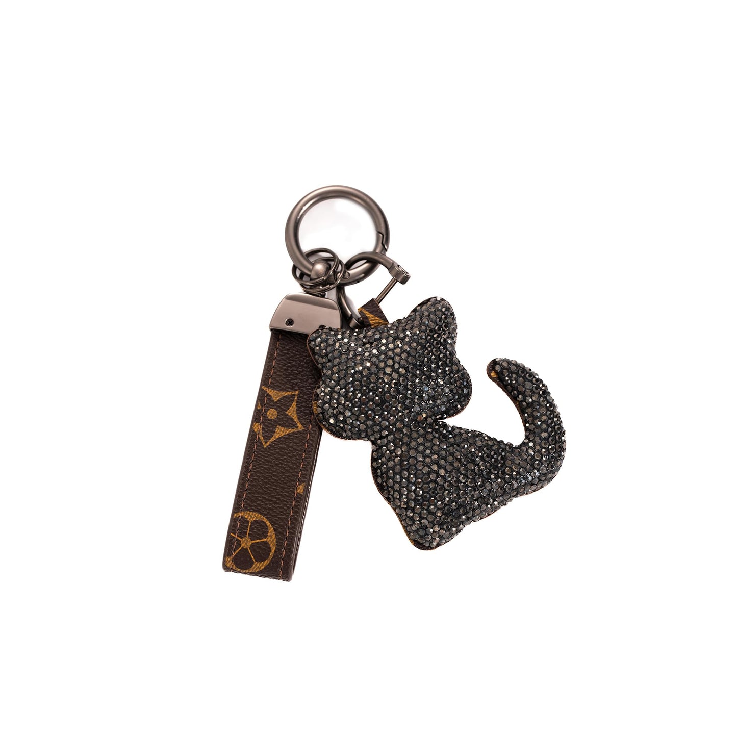 Jekvil Handmade Leather Keychain with Rhinestones