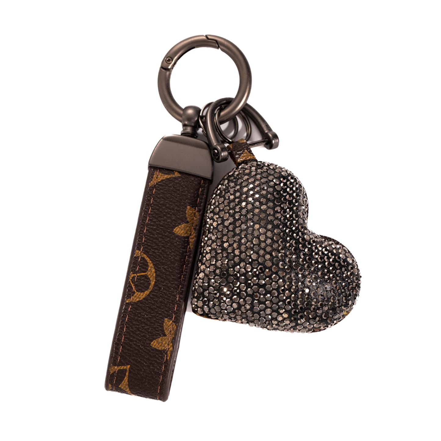Jekvil Handmade Leather Keychain with Rhinestones