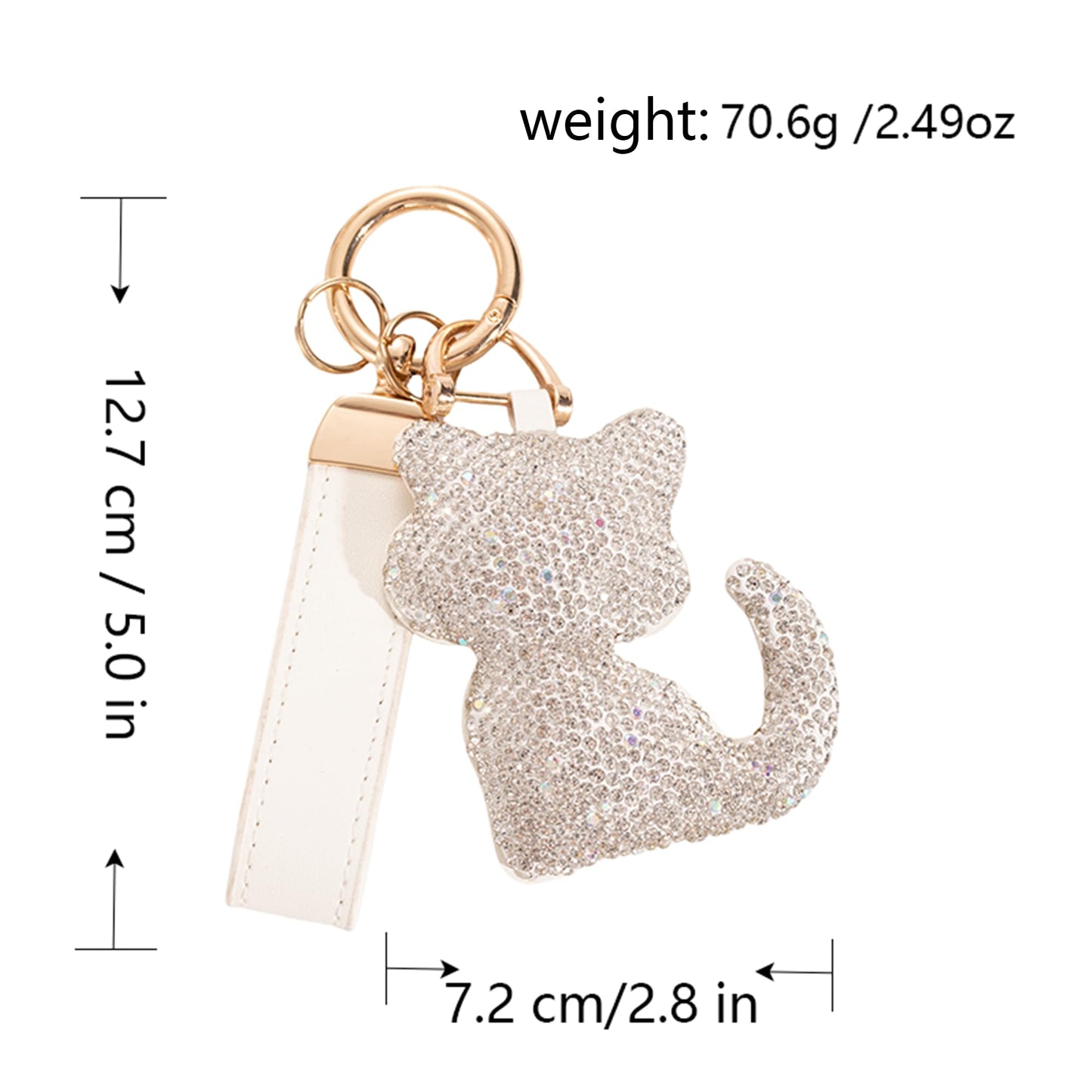 Jekvil Handmade Leather Keychain with Rhinestones