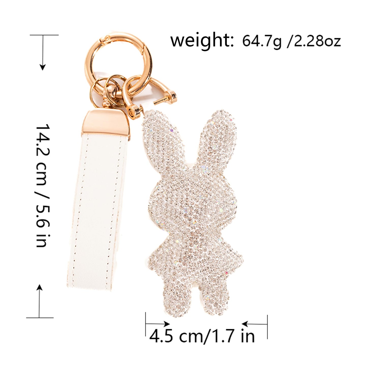Jekvil Handmade Leather Keychain with Rhinestones
