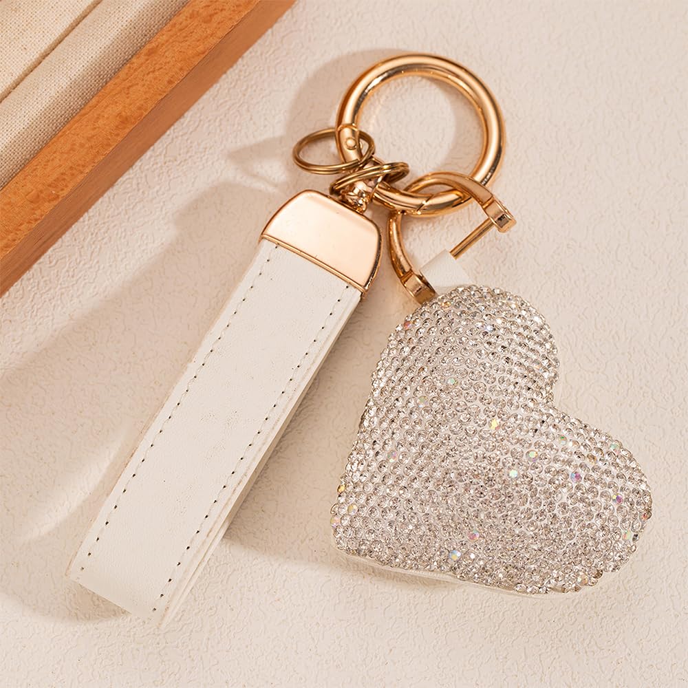 Jekvil Handmade Leather Keychain with Rhinestones