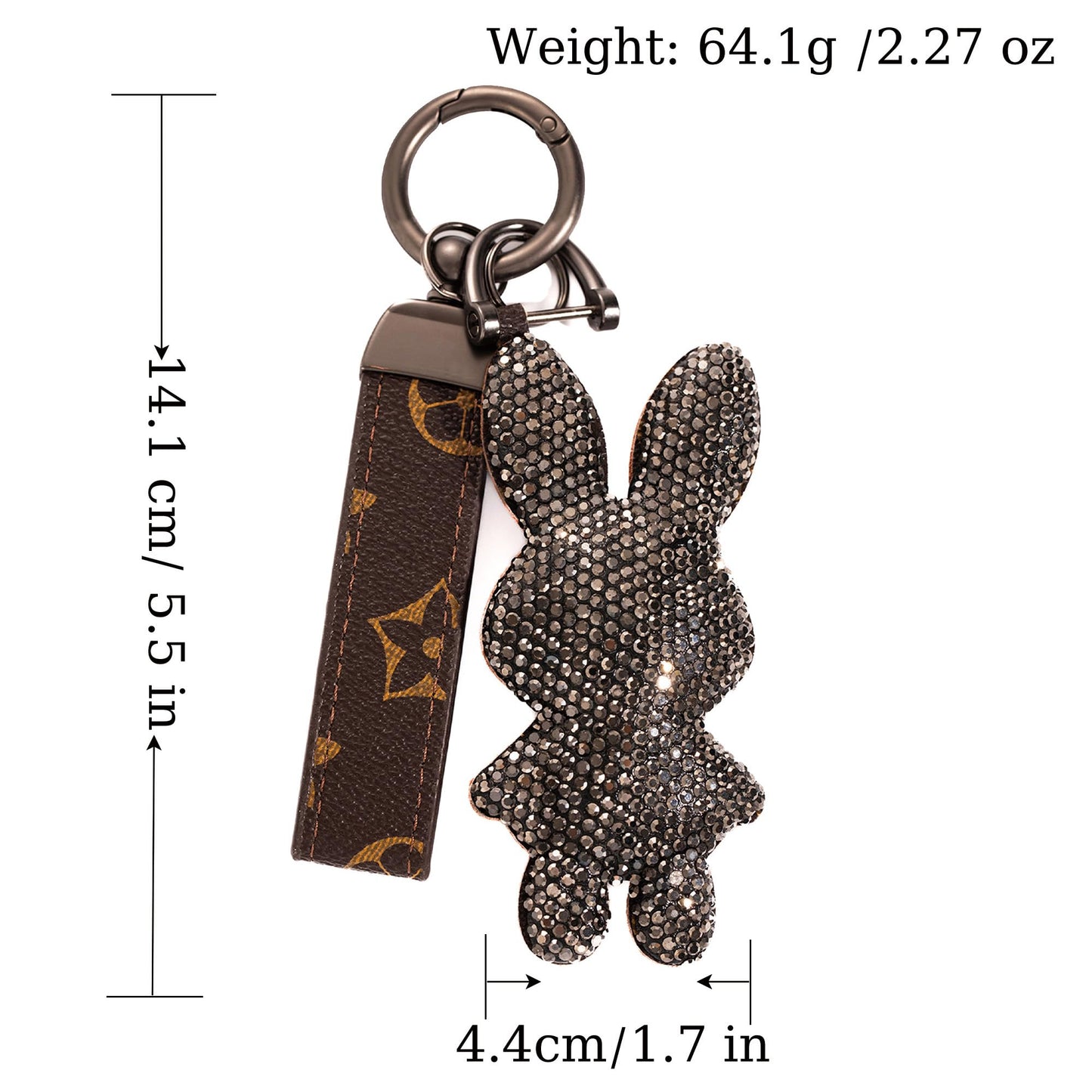 Jekvil Handmade Leather Keychain with Rhinestones