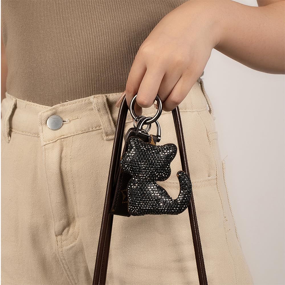 Jekvil Handmade Leather Keychain with Rhinestones