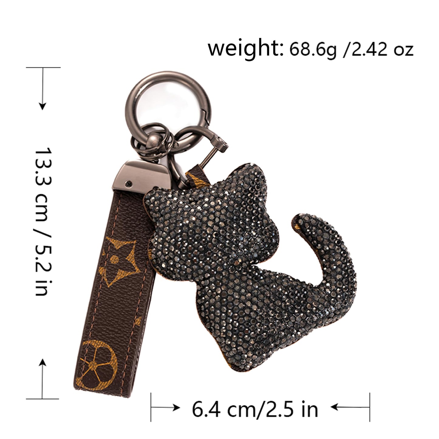Jekvil Handmade Leather Keychain with Rhinestones