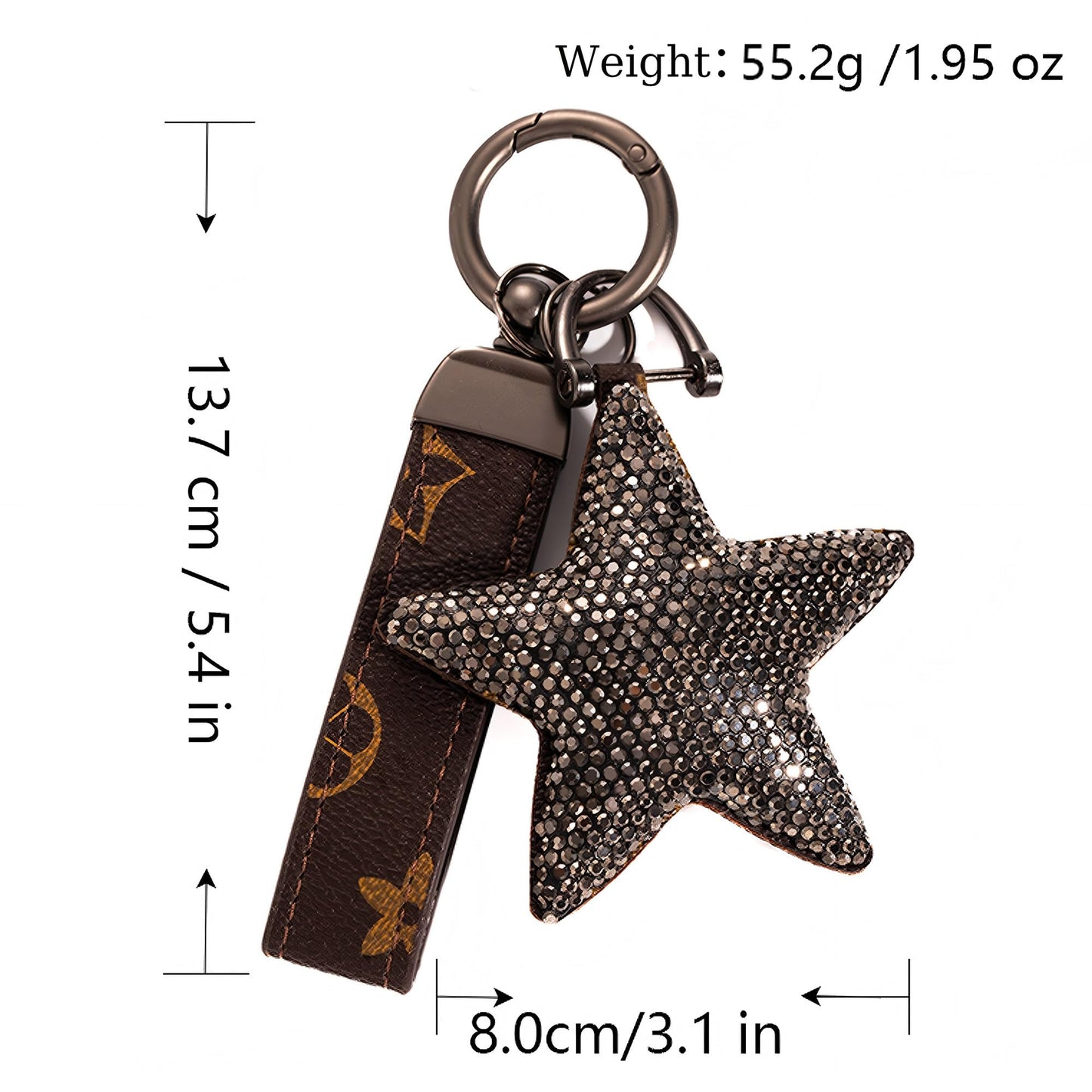 Jekvil Handmade Leather Keychain with Rhinestones