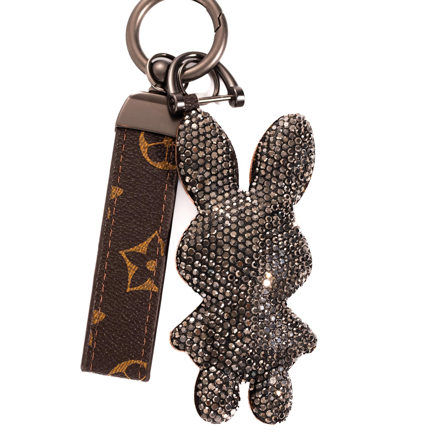 Jekvil Handmade Leather Keychain with Rhinestones