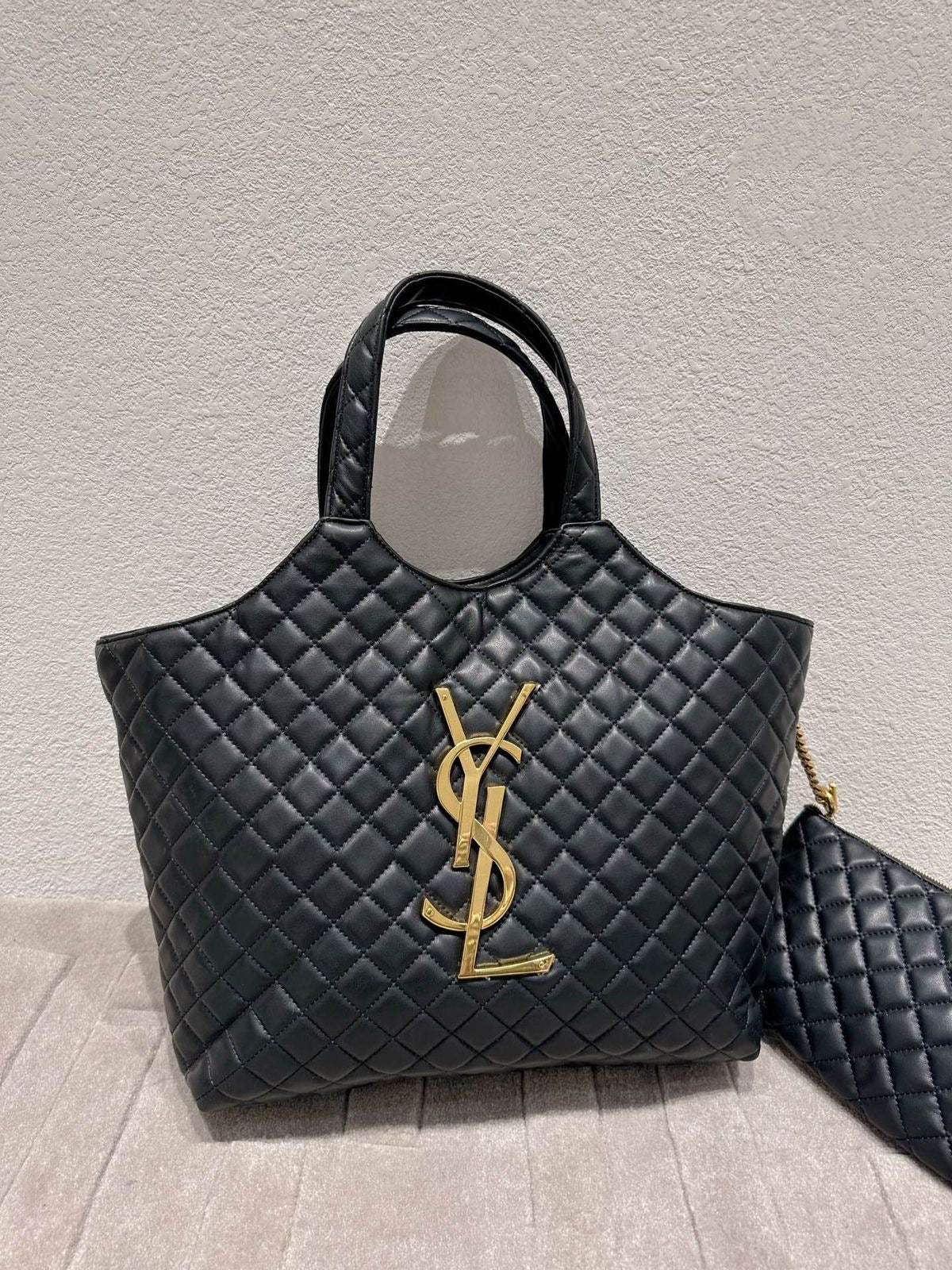 Black Quilted Tote Bag