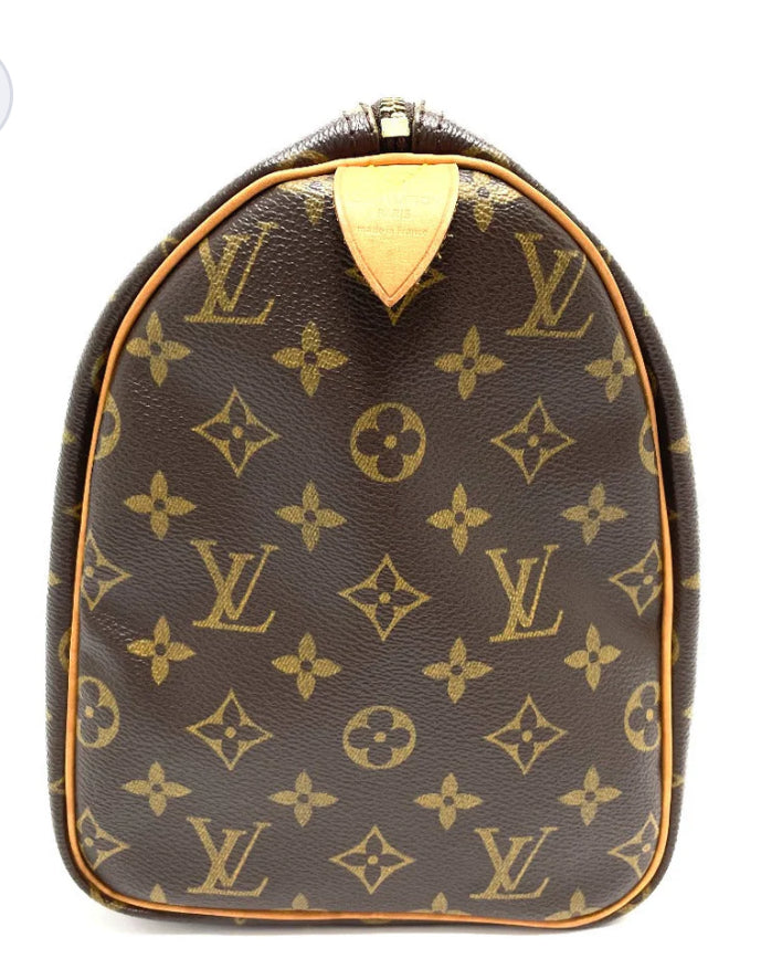 Monogram Brown Flower Speedy Tote