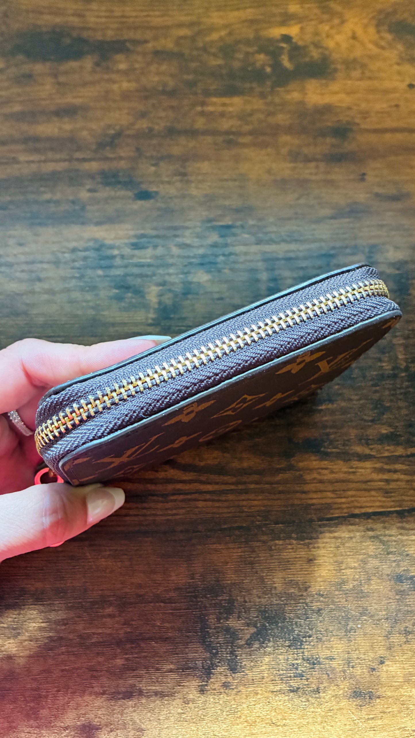 Small Top Zip Brown Monogram Wallet