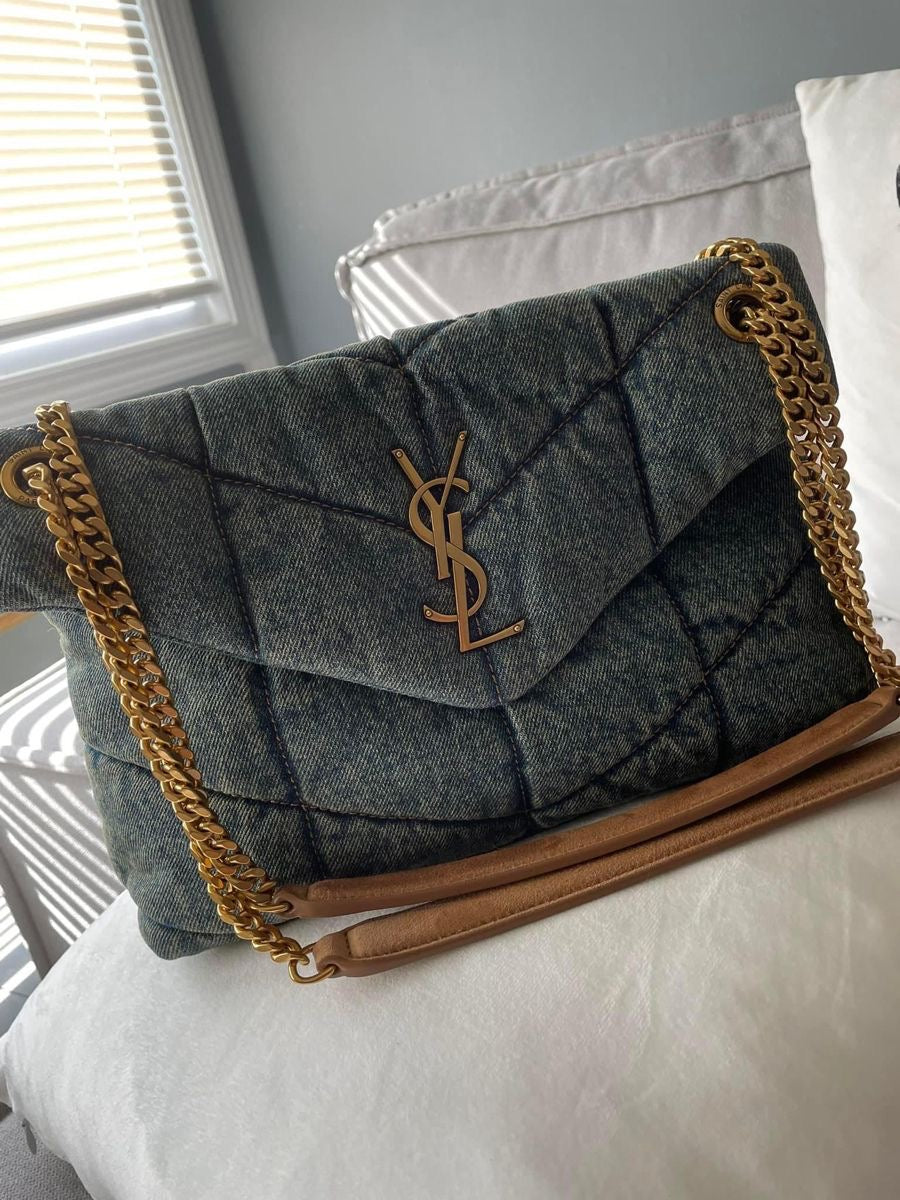Vintage Denim Puffer Shoulder Bag