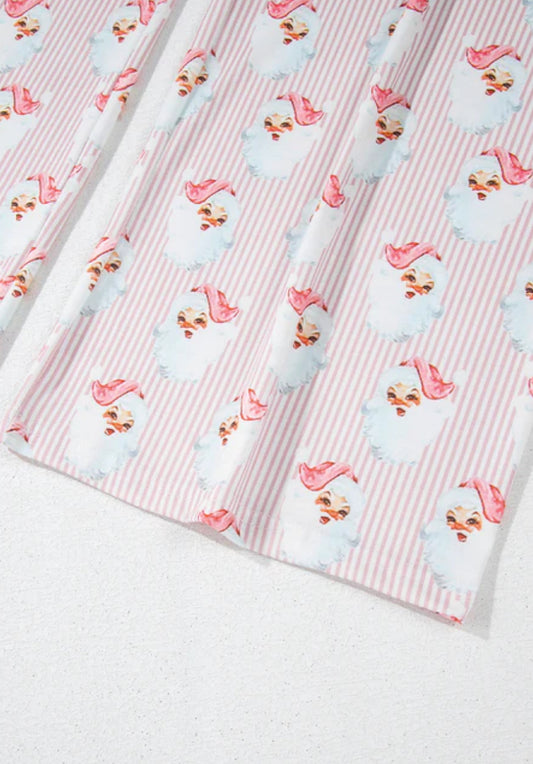 Claus Striped Print Loose Fit Two Piece Lounge Set