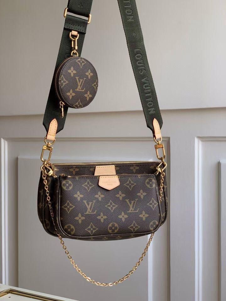 Monogram Double Crossbody Bag with Cloth Strap (more colors)