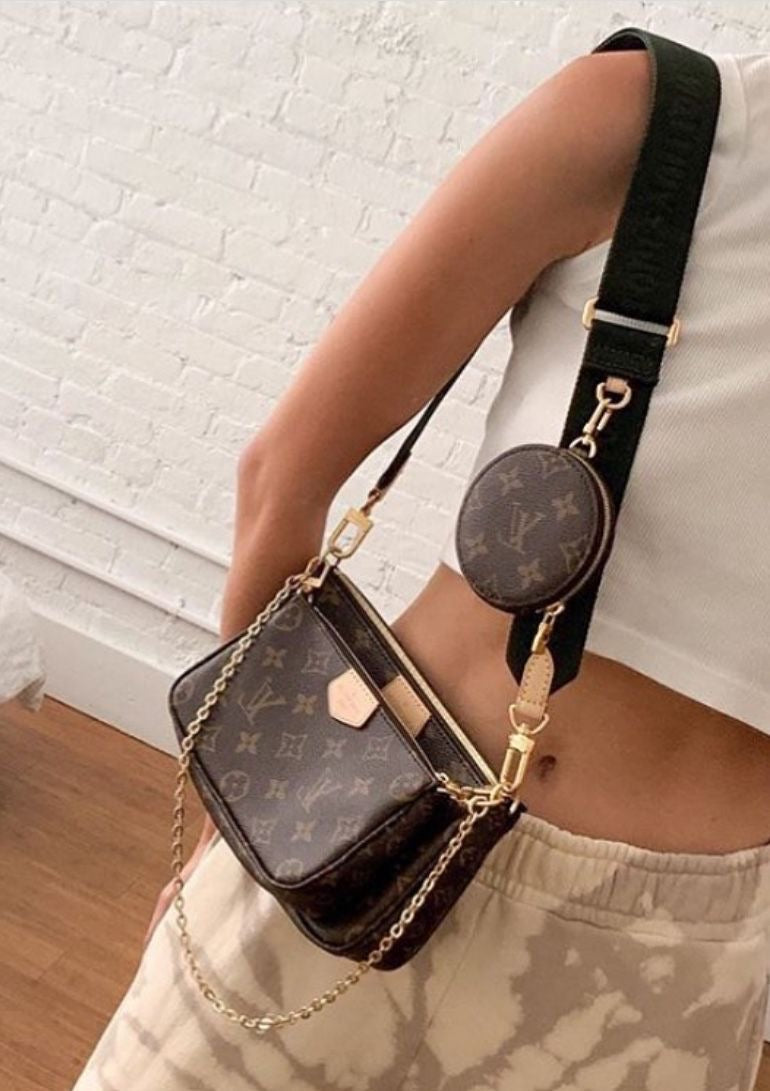 Monogram Double Crossbody Bag with Cloth Strap (more colors)