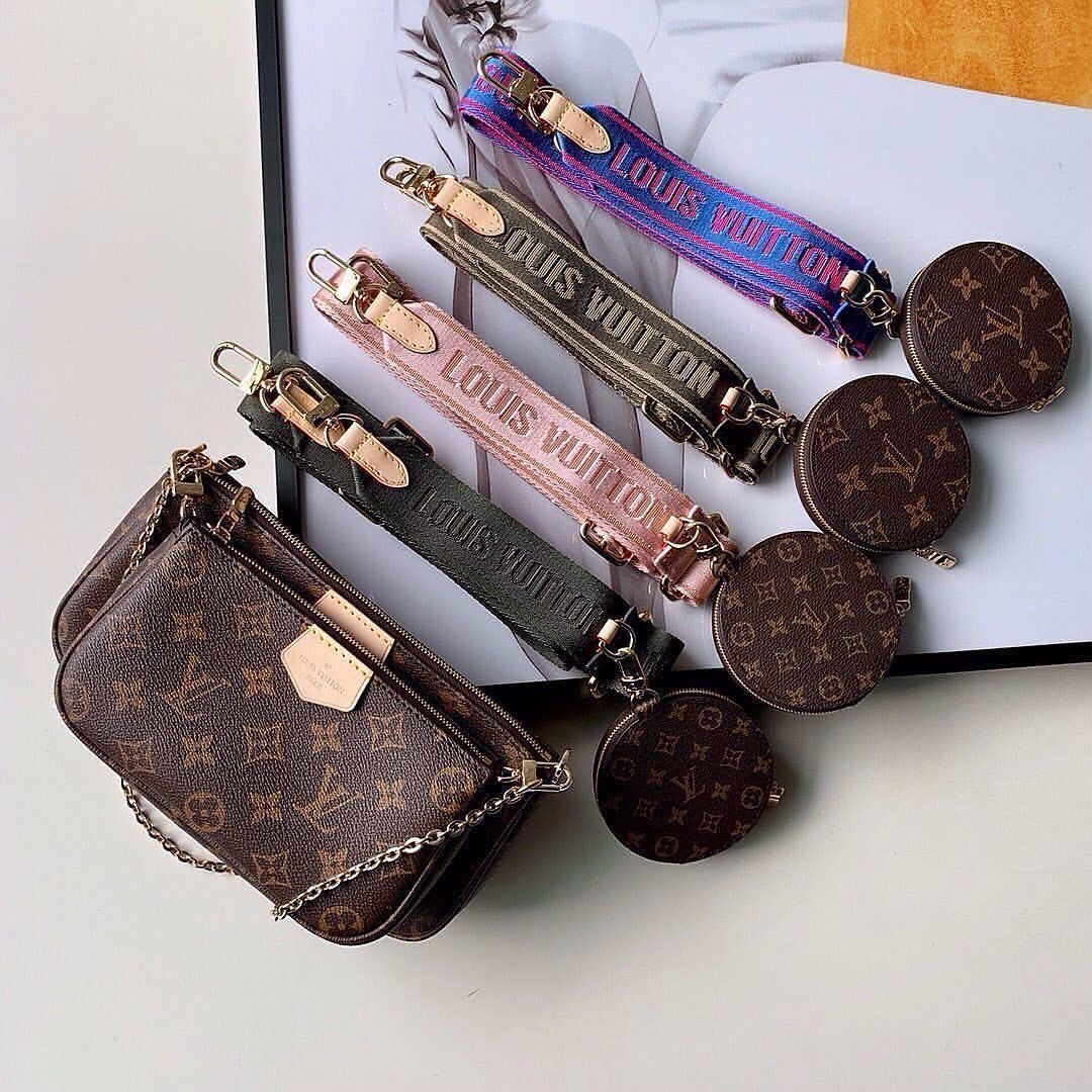 Monogram Double Crossbody Bag with Cloth Strap (more colors)