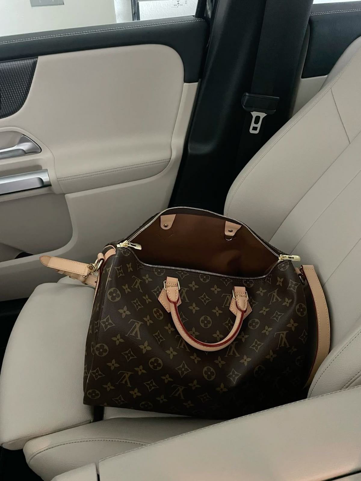 Monogram Brown Flower Speedy Tote