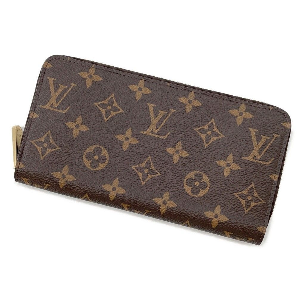 Brown Flower Monogram Top Zip Wallet