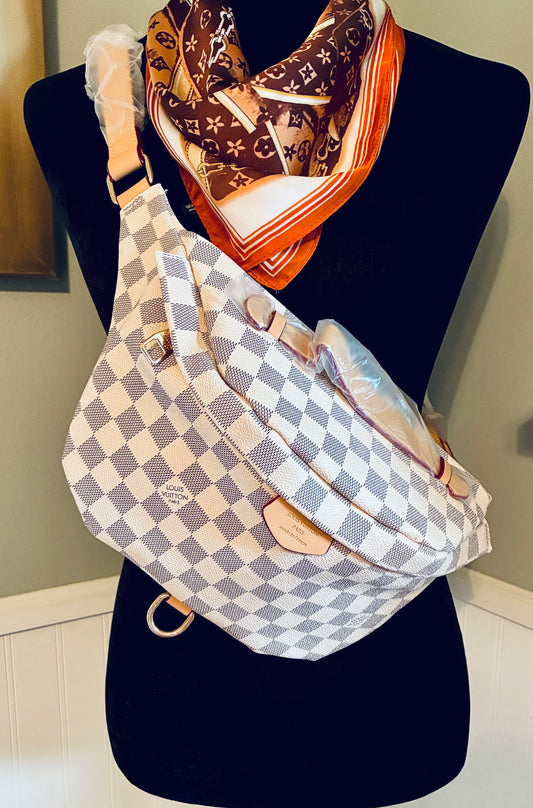 White Grid Bum Bag