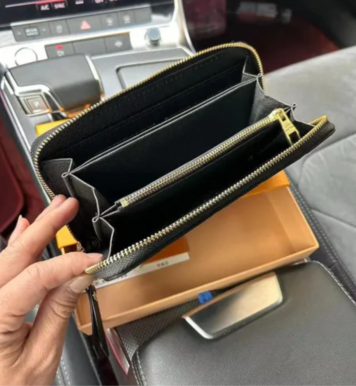 Black Monogram Top Zip Wallet
