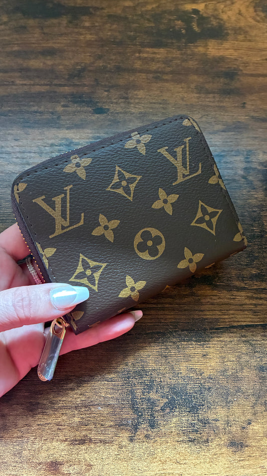 Small Top Zip Brown Monogram Wallet