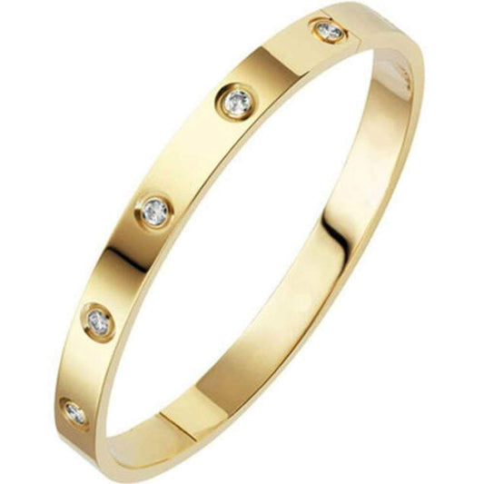Jude Jewelers Classical Plain Stainless Steel Cubic Zircon Filled Bangle Bracelet
