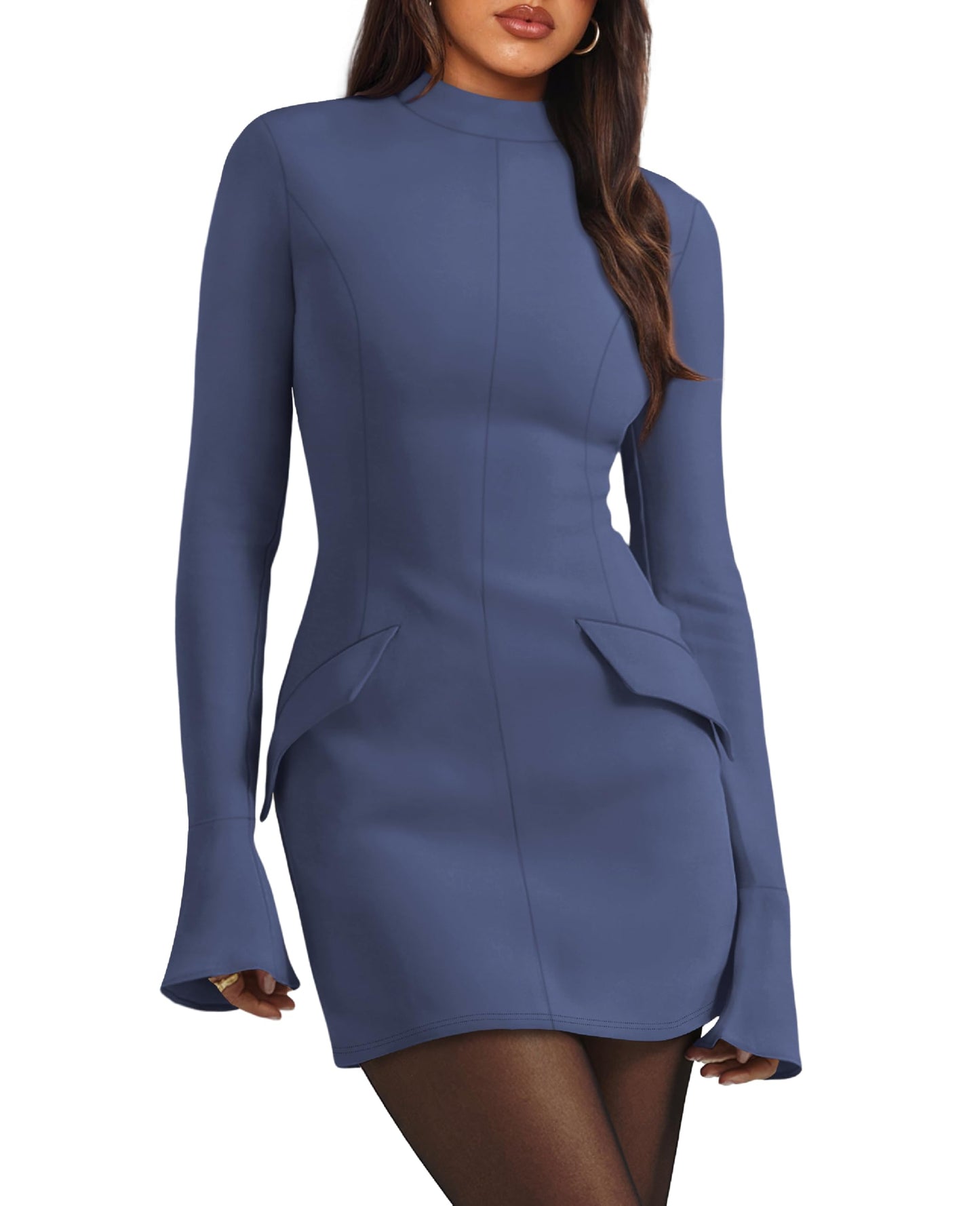 Long Sleeve Mock Neck Dress (more colors)