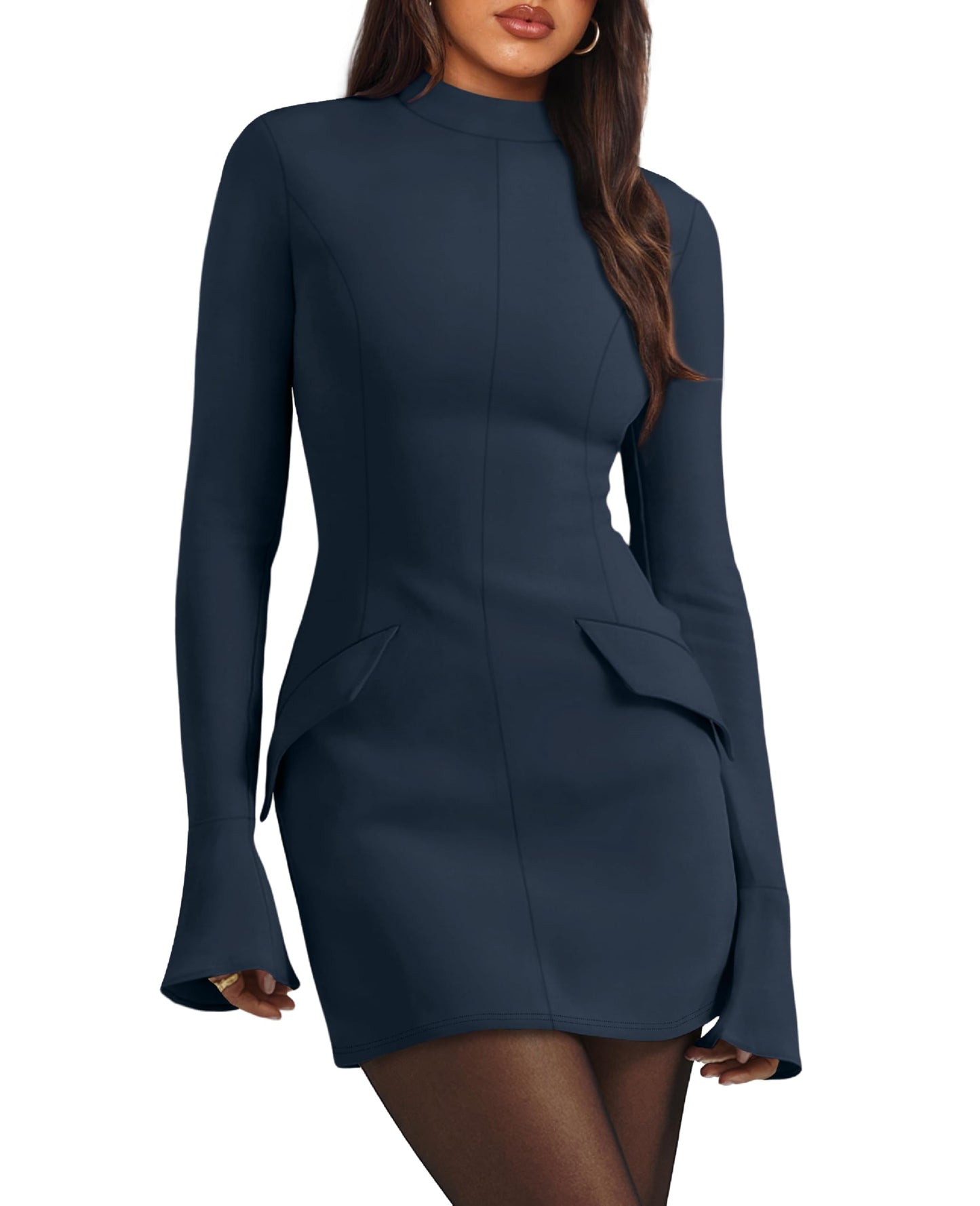 Long Sleeve Mock Neck Dress (more colors)