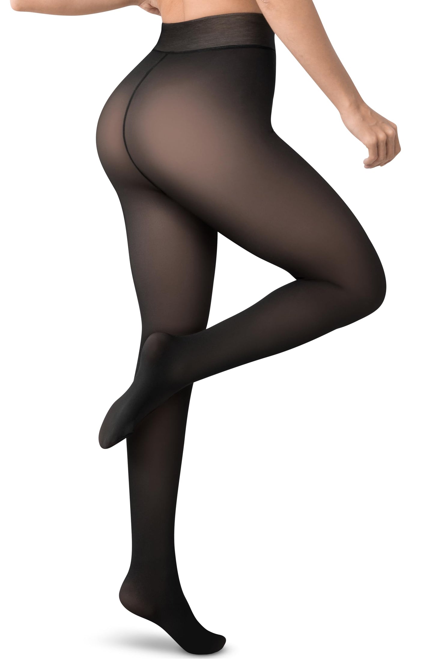 Women’s Fleece-Lined Tights - Ultra-Warm Fake Sheer Look Pantyhose Thick Leggings for Winter