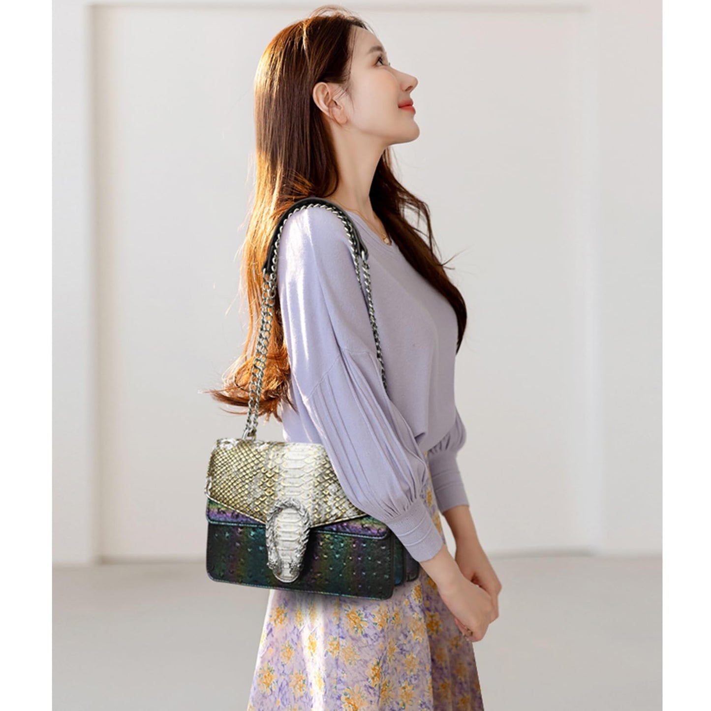 Crossbody Snake Printed Clutch