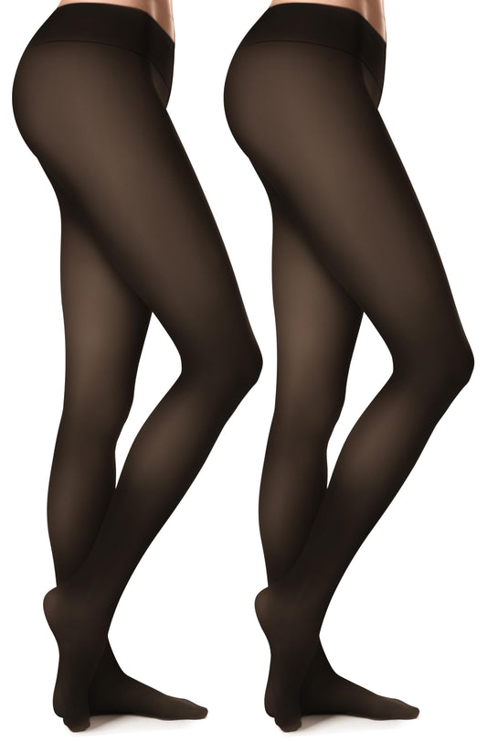 Women’s Fleece-Lined Tights - Ultra-Warm Fake Sheer Look Pantyhose Thick Leggings for Winter
