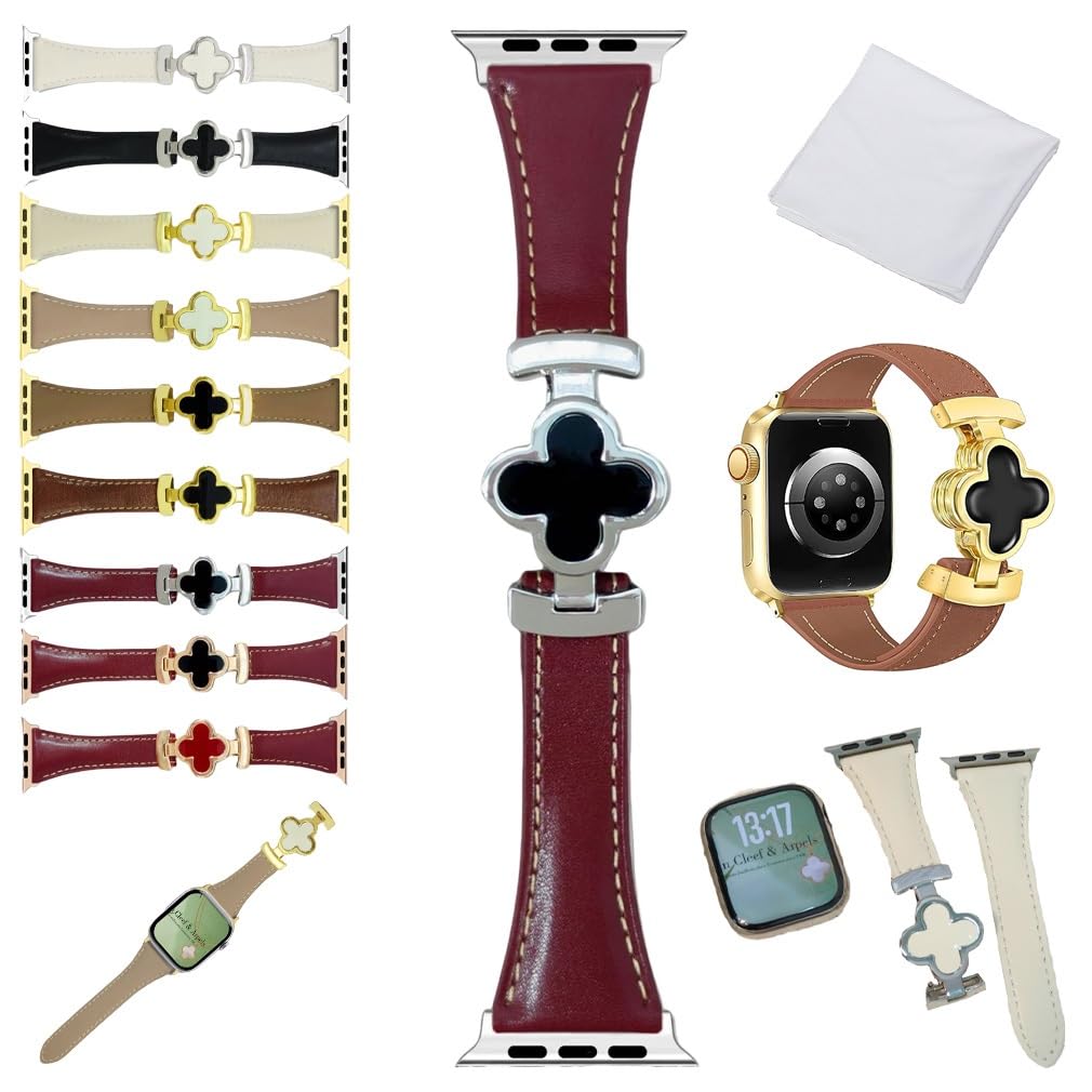 Lucky Flower Leather Strap For Apple Watch