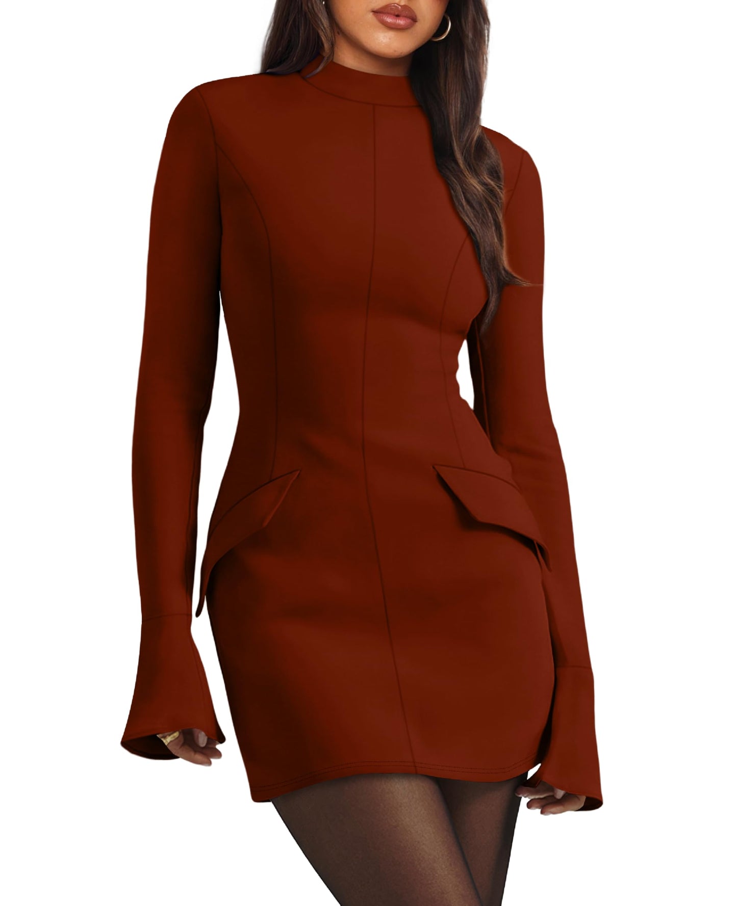 Long Sleeve Mock Neck Dress (more colors)