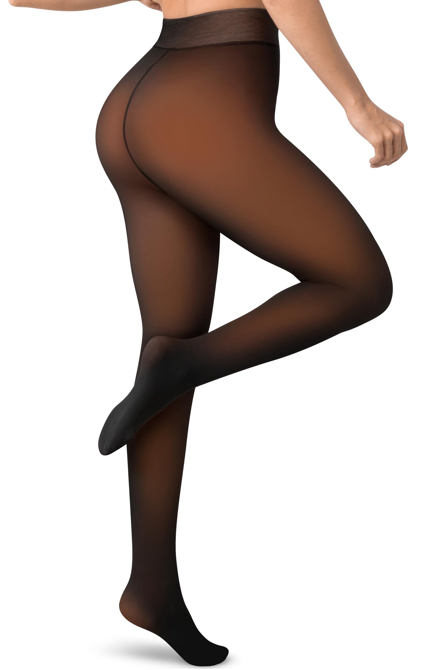 Women’s Fleece-Lined Tights - Ultra-Warm Fake Sheer Look Pantyhose Thick Leggings for Winter