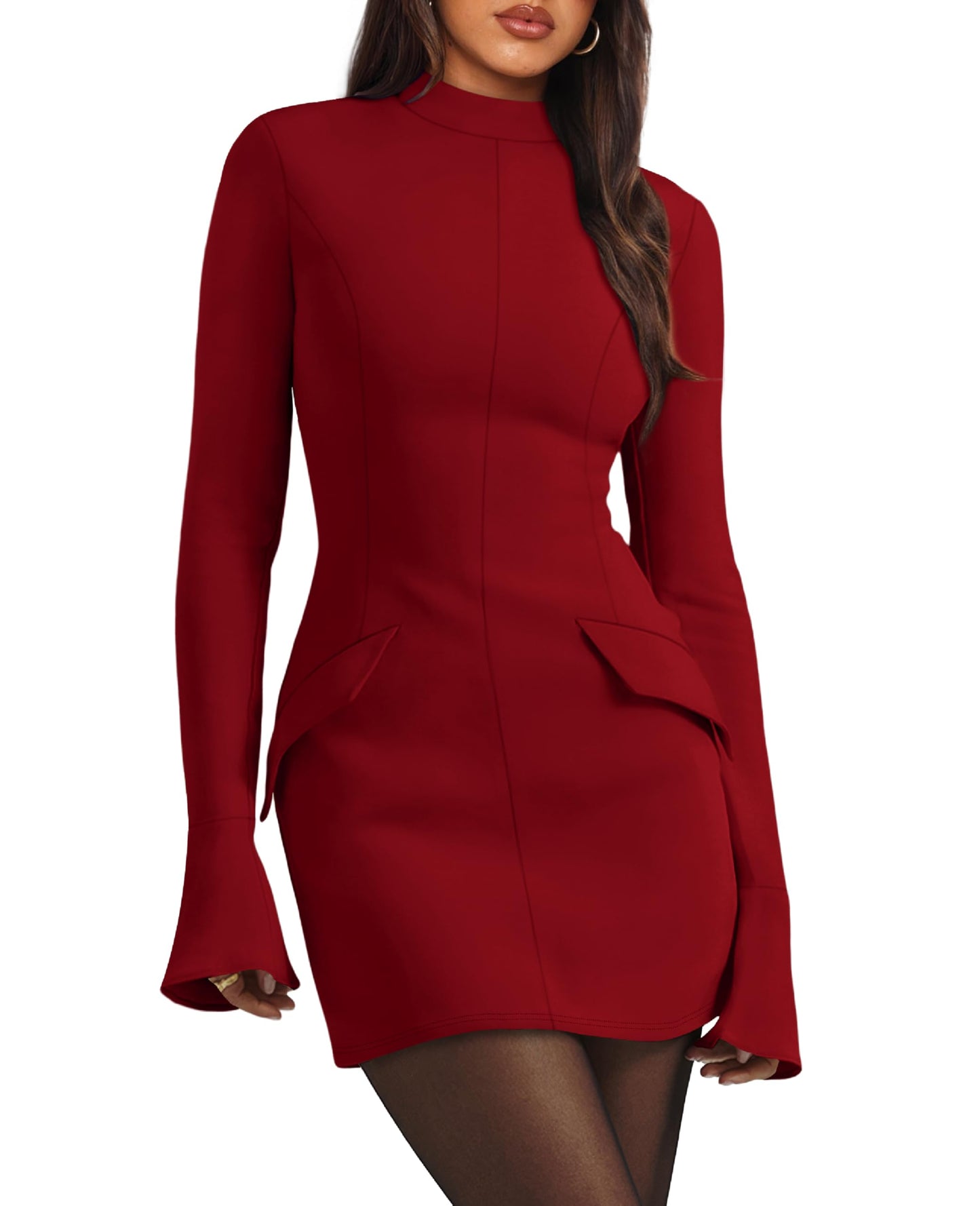 Long Sleeve Mock Neck Dress (more colors)