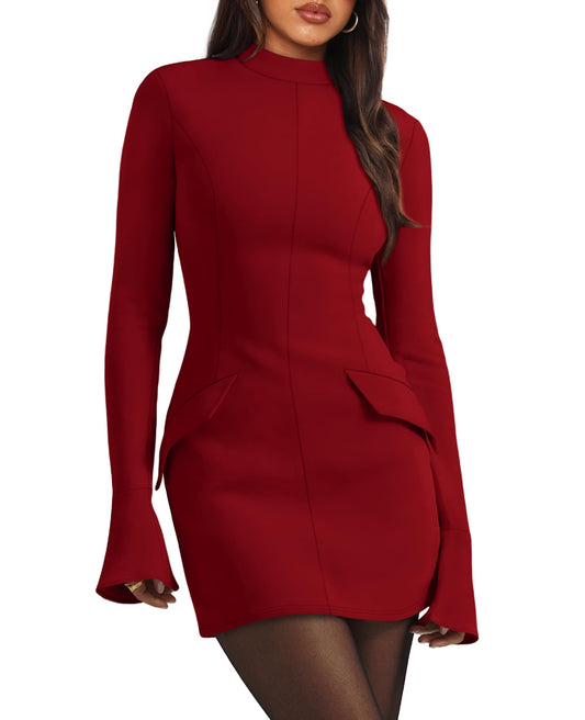 Long Sleeve Mock Neck Dress (more colors)