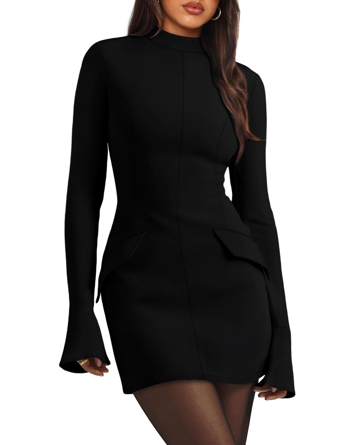 Long Sleeve Mock Neck Dress (more colors)
