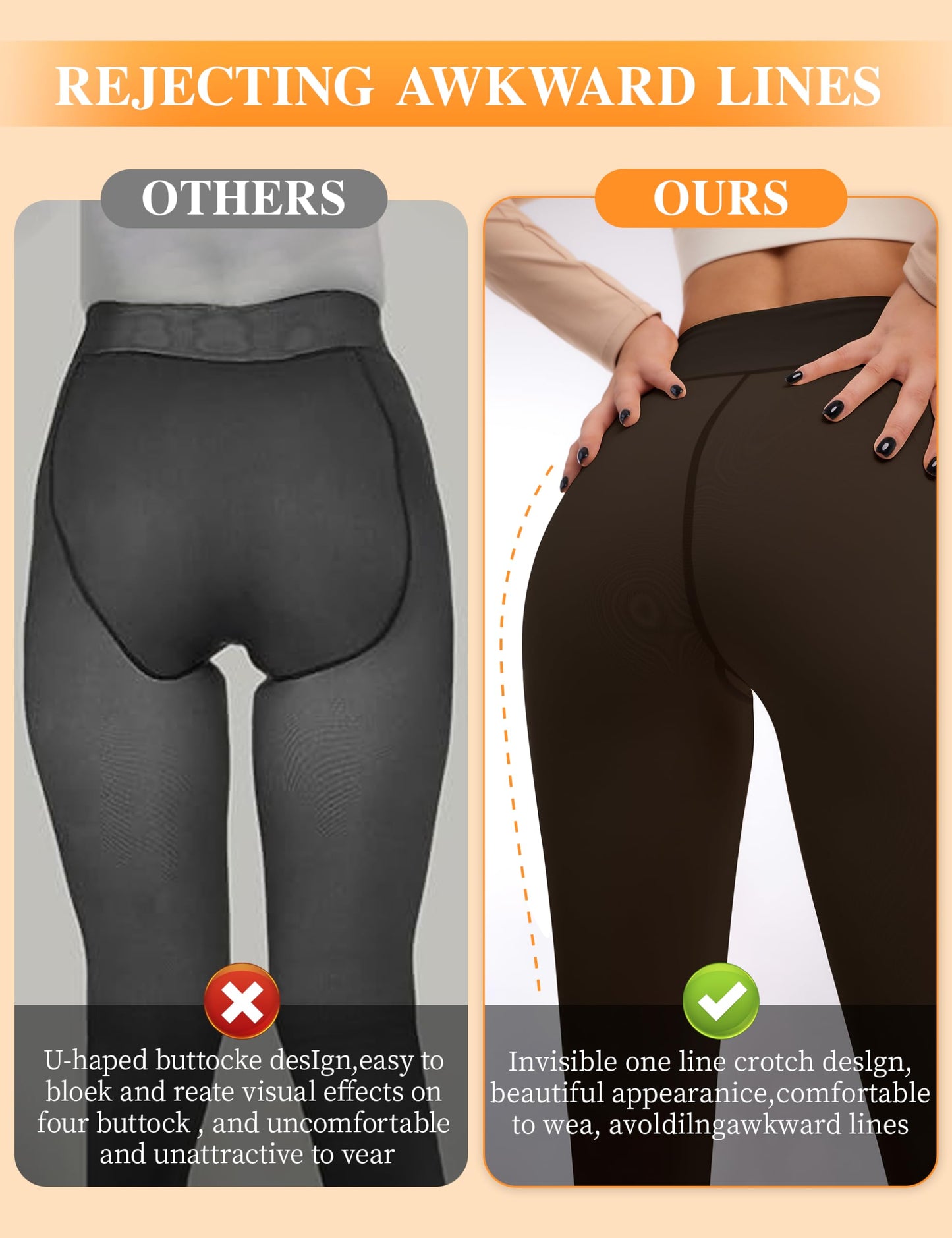 Women’s Fleece-Lined Tights - Ultra-Warm Fake Sheer Look Pantyhose Thick Leggings for Winter