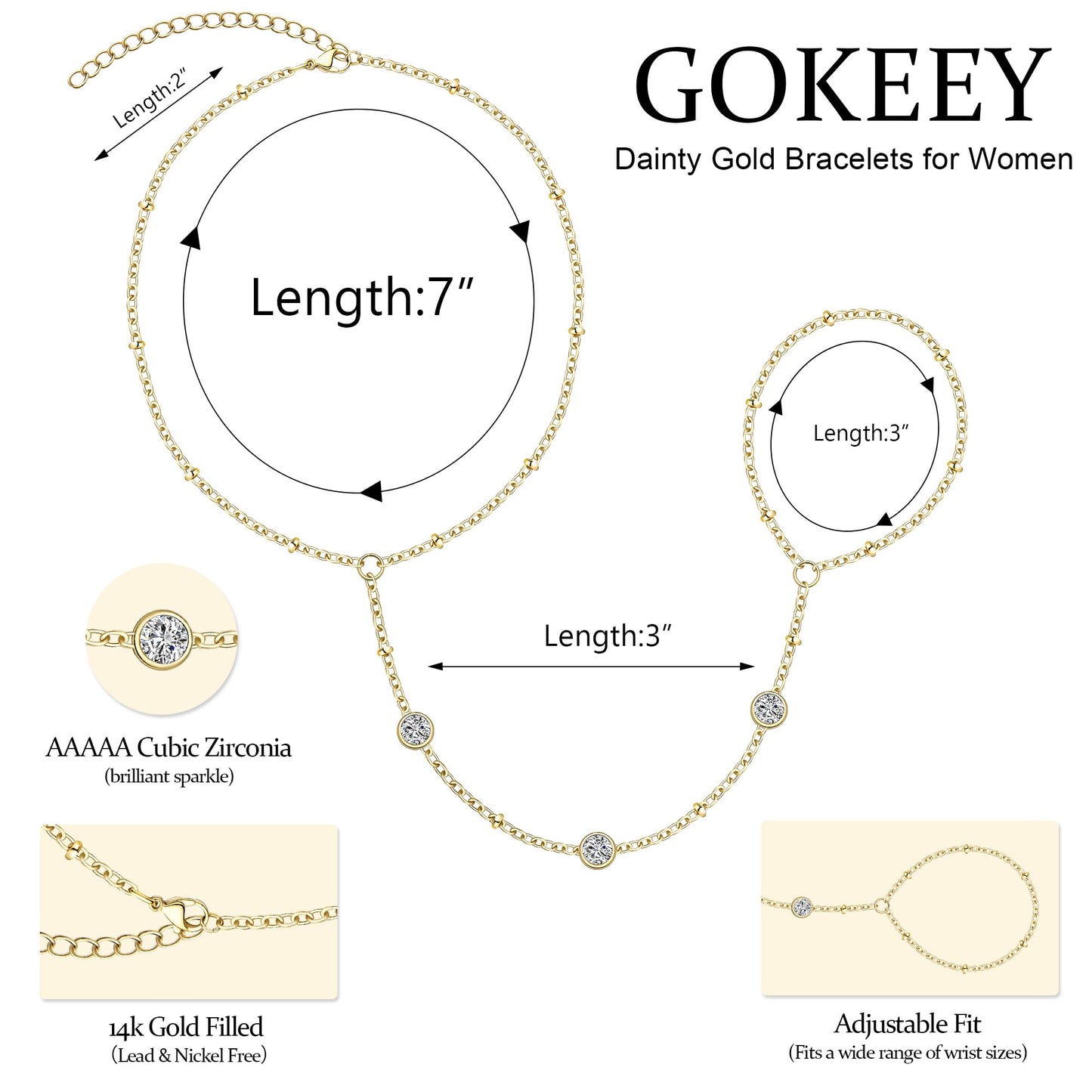 14K Gold Plated Dainty Hand Chain
