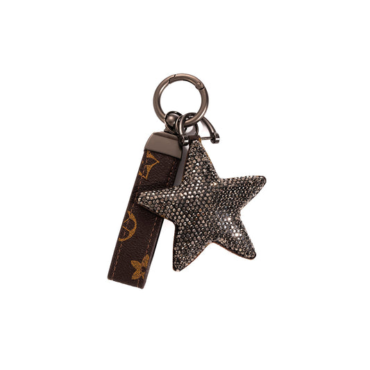 Jekvil Handmade Leather Keychain with Rhinestones