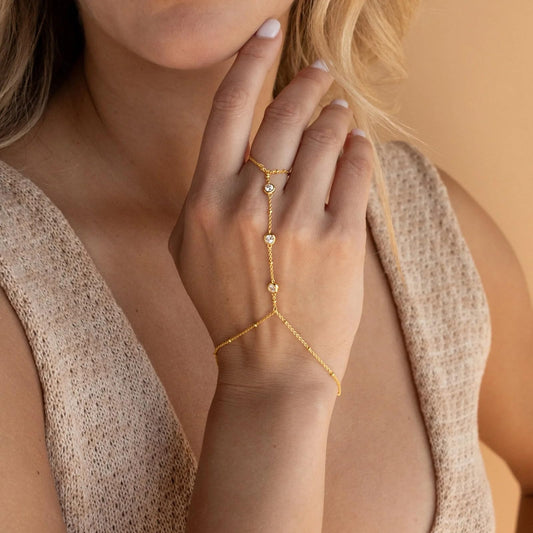 14K Gold Plated Dainty Hand Chain
