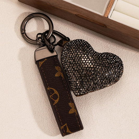 Jekvil Handmade Leather Keychain with Rhinestones